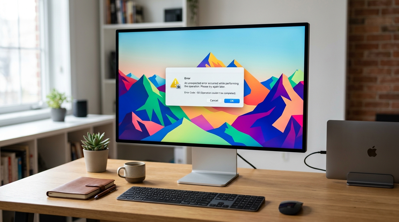 Mac screen displaying an error message